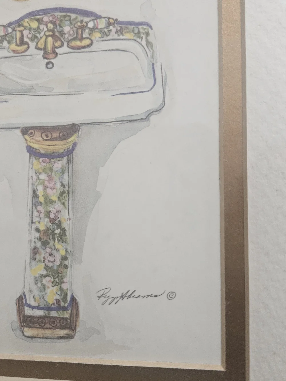 Framed Bathroom Art Print in Gold Frame